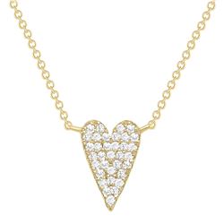 Natural 0.32 CTW Long Heart Diamond Necklace 14KT Yellow Gold