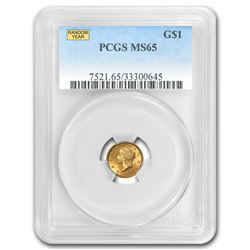 $1 Liberty Head Gold Type 1 MS-65 NGC/PCGS
