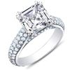 Image 1 : Natural 3.42 CTW Asscher Cut w/ Round Cut Micro Pave Diamond Engagement Ring 14KT White Gold