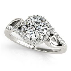 Natural 0.75 ctw Diamond Solitaire Halo Ring 14k White Gold