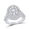 Image 1 : 14kt White Gold Womens Round Diamond Right Hand Cluster Ring 1-5/8 Cttw