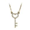 Image 1 : Natural 0.15 CTW Heart Key Diamond Necklace 18KT Yellow Gold