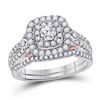Image 1 : 14kt Two-tone Gold Round Diamond Bridal Wedding Ring Band Set 1 Cttw