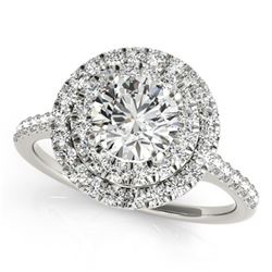 Natural 1 ctw Diamond Solitaire Halo Ring 14k White Gold