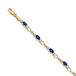 14k Yellow Gold Open-Link Diamond/Sapphire Bracelet - 7 in.