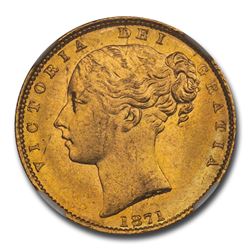 1871 Great Britain Gold Sovereign Victoria Shield MS-63+ NGC D28