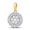 Image 1 : 14kt Yellow Gold Womens Round Diamond Circle Flower Cluster Pendant 1/2 Cttw