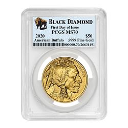 2020 1 oz Gold Buffalo MS-70 PCGS (FD, Black Diamond)