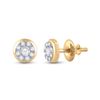 Image 1 : 14kt Yellow Gold Womens Round Diamond Cluster Earrings 1/2 Cttw