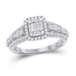 14kt White Gold Womens Round Diamond Square Cluster Ring 7/8 Cttw