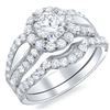 Image 1 : Natural 3.47 CTW Halo Round Cut U-Setting Diamond Bridal Set 18KT White Gold