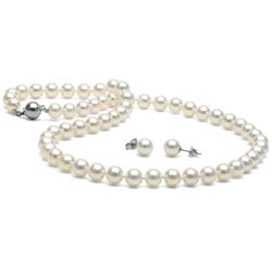 White Akoya Pearl 2-Piece Necklace and Earring Set, 7.0-7.5mm