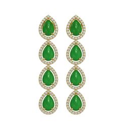 6.20 ctw Jade & Diamond Micro Pave Halo Earrings 10k Yellow Gold - REF-158A2N