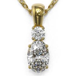0.6 ctw Oval Cut Diamond Designer Necklace 18K Yellow Gold - REF-89N6F