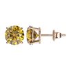 Image 2 : 1.97 ctw Certified Intense Yellow Diamond Stud Earrings 10k Rose Gold - REF-294X5A