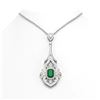 Image 1 : 10.47 ctw Emerald & Diamond Necklace 18K White Gold - REF-525R5K