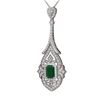 Image 3 : 10.47 ctw Emerald & Diamond Necklace 18K White Gold - REF-525R5K