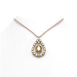 10.66 ctw Canary Citrine & Diamond Necklace 18K Rose Gold - REF-318G2W