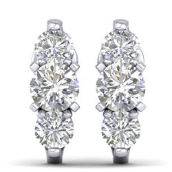 2 ctw Certified VS/SI Diamond 3 Stone Stud Earrings 14k White Gold - REF-230X4A