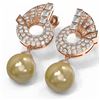 Image 3 : 4.21 ctw Diamond & Pearl Earrings 18K Rose Gold - REF-378M2G