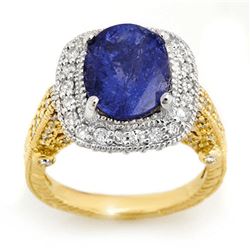 5.40 ctw Tanzanite & Diamond Ring 2-Tone 14k 2-Tone Gold - REF-224G8W