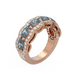 3.71 ctw Blue Topaz & Diamond Ring 18K Rose Gold - REF-125M3G