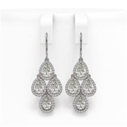 5.85 ctw Pear Cut Diamond Micro Pave Earrings 18K White Gold - REF-817H6R