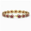 Image 2 : 22.89 ctw Ruby & Diamond Micro Pave Halo Bracelet 10k Yellow Gold - REF-291K5Y