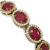 Image 3 : 22.89 ctw Ruby & Diamond Micro Pave Halo Bracelet 10k Yellow Gold - REF-291K5Y