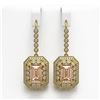 Image 1 : 12.1 ctw Morganite & Diamond Victorian Earrings 14K Yellow Gold - REF-410M4G