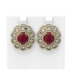 Image 1 : 12.21 ctw Ruby & Diamond Earrings 18K Yellow Gold - REF-375G6W