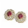 Image 3 : 12.21 ctw Ruby & Diamond Earrings 18K Yellow Gold - REF-375G6W