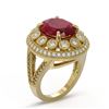 Image 2 : 8.76 ctw Certified Ruby & Diamond Victorian Ring 14K Yellow Gold - REF-207G3W