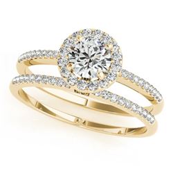 1.31 ctw Certified VS/SI Diamond 2pc Wedding Set Halo 14k Yellow Gold - REF-270K4Y