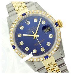 Rolex Ladies Two Tone 14K Gold/SS, Diam Dial & Diam/Sapphire Bezel, Sapphire Crystal - REF-434F3M