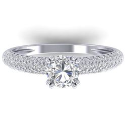 1.4 ctw Certified VS/SI Diamond Art Deco Micro Ring 14k White Gold - REF-206K2Y