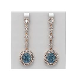 15.03 ctw Blue Topaz & Diamond Earrings 18K Rose Gold - REF-445M8G