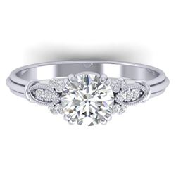 1.15 ctw Certified VS/SI Diamond Art Deco Ring 14k White Gold - REF-298A8N
