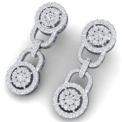 2.30 ctw Certified SI/I Diamond Halo Earrings 18K White Gold - REF-148N5F