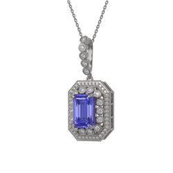 6.05 ctw Tanzanite & Diamond Victorian Necklace 14K White Gold - REF-309G3W