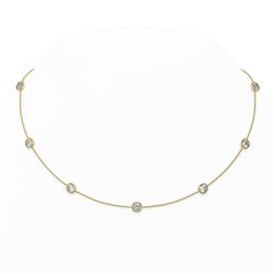 4.5 ctw Cushion cut Diamond Station Necklace 18K Yellow Gold - REF-770N2F