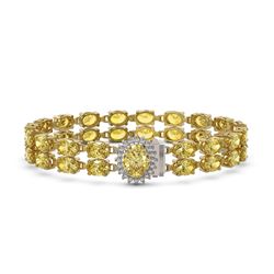 24.02 ctw Citrine & Diamond Bracelet 14K Yellow Gold - REF-218K2Y