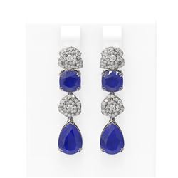 12.5 ctw Sapphire & Diamond Earrings 18K White Gold - REF-283X6A