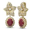 Image 2 : 9.09 ctw Ruby & Diamond Earrings 18K Yellow Gold - REF-345Y5X