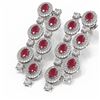 Image 3 : 21.48 ctw Ruby & Diamond Earrings 18K White Gold - REF-889F3M