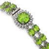 Image 2 : 17.4 ctw Peridot & Diamond Bracelet 14K White Gold - REF-245K5Y