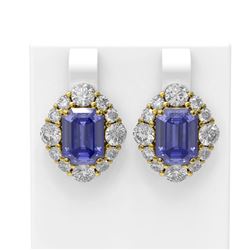 13.62 ctw Tanzanite & Diamond Earrings 18K Yellow Gold - REF-881A8N