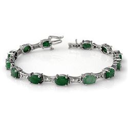 11.04 ctw Emerald & Diamond Bracelet 10k White Gold - REF-125Y5X