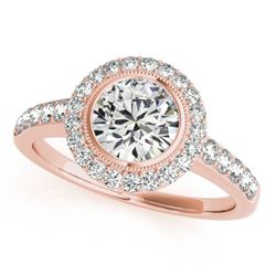 1.5 ctw Certified VS/SI Diamond Halo Ring 18k Rose Gold - REF-301X2A