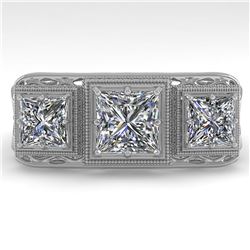 2 ctw Past Present Future Princess Diamond Ring Art Deco 18k White Gold - REF-481H8R